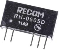 rh-0505d Recom RH DC-DC Converter, ±5V dc/ ±100mA Output, 4.5 → 5.5 V dc Input, 1W, Through Hole, +85°C Max Temp -40°C