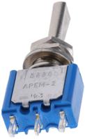 5638a9 APEM Toggle Switch, Panel Mount, On-Off-(On), SPST, Solder Terminal