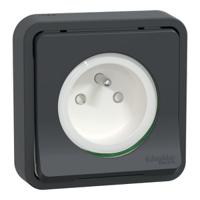 mur35036 Schneider Electric Mureva Styl Black, White Plug Socket, 2P + E Poles, 16A, Indoor, Outdoor Use