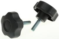 702-7588 RS PRO Black Multiple Lobes Clamping Knob, M8, Threaded Stud
