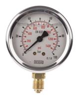 9626935 WIKA G 1/4 Analogue Pressure Gauge 100bar Bottom Entry 63mm Outside Diameter, UKAS