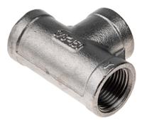 499-2896 RS PRO Stainless Steel Pipe Fitting, Tee Circular Tee, Female G 3/8in x Female G 3/8in x Female G 3/8in