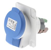 pky16f423 Schneider Electric, PratiKa IP44 Blue Panel Mount 2P + E Angled Industrial Power Socket, Rated At 16A, 230 V