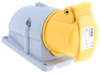 2cma193097r1000-216rs4 Amphenol Industrial, Easy & Safe IP44 Yellow Wall Mount 2P + E Right Angle Industrial Power Socket, Rated At 16A, 110 V