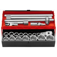 k441a Facom 17-Piece Metric 3/4 in Standard Socket Set with Ratchet, 6 point