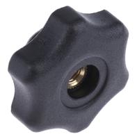 161-212 RS PRO Black Multiple Lobes Clamping Knob, M6, Threaded Through Hole