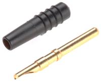 222609-21 Staubli Black Male Test Plug, 2mm Connector, Solder Termination, 10A, 30 V, 60V dc, Gold Plating
