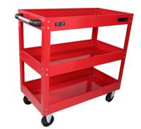 851-7604 RS PRO 3 Shelf Steel Trolley Workshop Tool Trolley, 840 x 405 x 810mm, 50 (Per Level)kg Load