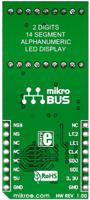 mikroe-1851 MikroElektronika MIKROE-1851, AlphaNum G Click 2 14 Segment Display Add On Board With TLC5926 x 2