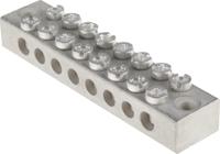 425-550 RS PRO 8-Way Double Screw Earth Terminal Block, 0 → 16 AWG Wire, Screw Down, Brass Housing