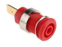 233060-22 Staubli Red Female Banana Socket, 4 mm Connector, Tab Termination, 32A, 1000V, Gold Plating