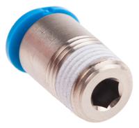 qsm-18-6-i Festo QS Series Straight Threaded Adaptor, R 1/8 Male to Push In 6 mm, Threaded-to-Tube Connection Style, 153318