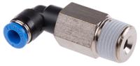 qsll-38-6 Festo QS Series Elbow Threaded Adaptor, R 3/8 Male to Push In 6 mm, Threaded-to-Tube Connection Style, 190663