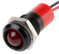 722-7426 RS PRO Red Panel Mount Indicator, 12V dc, 14mm Mounting Hole Size, Lead Wires Termination, IP67