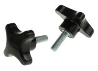 686-648 RS PRO Black 4-Arm Clamping Knob, M8, Threaded Stud