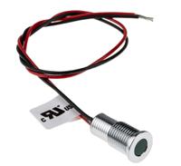 132-9124 RS PRO Green Panel Mount Indicator, 24V dc, 8mm Mounting Hole Size, Lead Wires Termination, IP67