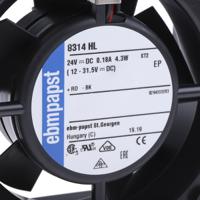 8314hl ebm-papst 8300 Series Axial Fan, 24 V dc, DC Operation, 67m³/h, 4.3W, 80 x 80 x 32mm