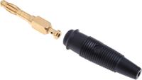972518700 Hirschmann Test & Measurement Black Male Banana Plug, 4 mm Connector, Solder Termination, 32A, 30 V ac, 60V dc, Gold