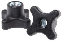 702-7724 RS PRO Black 4-Arm Clamping Knob, M8, Threaded Through Hole