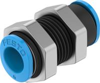 qsms-6 Festo QSMS Series Bulkhead Tube-to-Tube Adaptor, Push In 6 mm to Push In 6 mm, Tube-to-Tube Connection Style, 153377