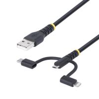rltcub1mbk StarTech.com USB 2.0, Male USB A to Male Lightning, Micro USB B, USB C, 480Mbps, 1m
