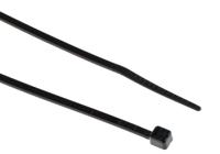 811-1574 RS PRO Cable Tie, Heat Stabilised, 142mm x 2.5 mm, Black Nylon, Pk-100