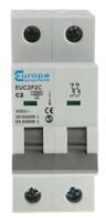 euc2p2c Europa EUC2P EUC MCB, 2P, 2A Curve C, 230V AC, 10 kA Breaking Capacity