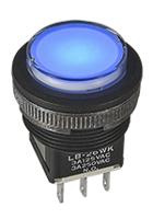 lb26rkw01 NKK Switches Illuminated Push Button Switch, On-On, Panel Mount, DPDT, IP65