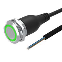82-665c2134 EAO 82 Series Illuminated Push Button Switch, Momentary, Panel Mount, 22mm Cutout, 1CO, Green LED, 35V, IP65, IP67