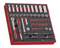 ted1489 Teng Tools 89-Piece Metric 1/4 in Deep Socket/Standard Socket/Bit Set with Ratchet, 6 point; Hex Bit; Phillips Bit;