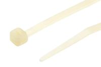 811-1638 RS PRO Cable Tie, Heat Stabilised, 180mm x 3.6 mm, Natural Nylon, Pk-100