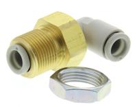 kq2le06-00a SMC Pneumatic Bulkhead Threaded-to-Tube Adapter, Push In 6 mm, M14 x 1 Male BSPPx6mm