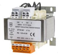123-4139 RS PRO 100VA DIN Rail Transformer, IEC 61558-2-6, 230 → 400V ac Primary, 12V ac Secondary