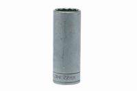 m120622-c Teng Tools 1/2 in Drive 22mm Deep Socket, 12 point, 79 mm Overall Length