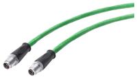 6xv18785he30 Siemens, 300mm Cat7, Green M12 to Male M12, Aluminium Foil, Tinned Copper Braid Shielded, Terminated