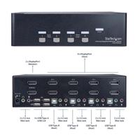 sv431dpddua2 StarTech.com 4 Port Dual Monitor USB DisplayPort KVM Switch, 3.5 mm Stereo 3840 x 2160 Maximum Resolution