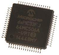 dspic33fj64mc506a-ipt Microchip dsPIC33FJ64MC506A-I/PT, 16 bit dsPIC, dsPIC33FJXXXGPX06 Microcontroller, 80 MHz, 64kB FLASH, 64-Pin TQFP