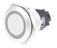 82-65511114 EAO 82 Series Illuminated Push Button Switch, Momentary, Panel Mount, 22.3mm Cutout, SPDT, Red LED, 240V, IP65, IP67