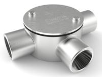 471-1287 RS PRO 3 Way Tee Box, Conduit Fitting, 20mm Nominal Size, 316 Stainless Steel, Silver IP67 rating