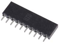 sqt-110-01-l-s Samtec SQT Series Straight Through Hole Mount PCB Socket, 10-Contact, 1-Row, 2mm Pitch, Solder Termination