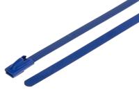 743-6305 RS PRO Cable Tie, Roller Ball, 360mm x 4.6 mm, Blue Polyester Coated Stainless Steel, Pk-100