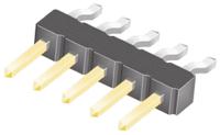 tsm-105-01-l-sh Samtec TSM Series Right Angle Surface Pin Header, 5 Contact(s), 2.54 mm Pitch, 1 Row, Unshrouded