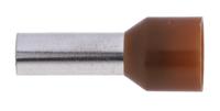 157-1244 RS PRO Insulated Crimp Bootlace Ferrule, 12mm Pin Length, 4.5mm Pin Diameter, 10mm² Wire Size, Brown