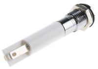 838-5602 RS PRO White Panel Mount Indicator, 24V dc, 8mm Mounting Hole Size, Faston, Solder Lug Termination, IP67