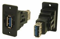 218-8301 RS PRO Straight, Panel Mount, Socket to Socket- Dual Port Type A to A 3.0 USB Connector