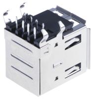 2410-05 Lumberg Right Angle, Through Hole, Socket- Dual Port Type A 2.0 USB Connector
