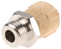 724-942 Legris 0672 Brass, Sintered Bronze 12bar Pneumatic Silencer, Threaded, G 1/4 Male