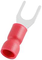 125-1958 RS PRO Insulated Crimp Spade Connector, 0.5mm² to 1.5mm², 22AWG to 16AWG, M4.3 (#8) Stud Size Vinyl, Red