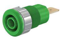 233060-25 Staubli Green Female Banana Socket, 4 mm Connector, Tab Termination, 32A, 1000V, Gold Plating