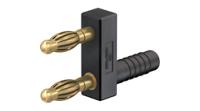 201020-21 Staubli Black Plug Banana Plug, 4 mm Connector, Spring Terminal Termination, 32A, 30 → 60V, Gold Plating
